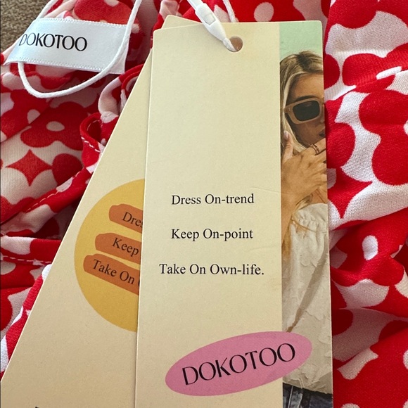 DOKOTOO Red and White Floral Maxi dress - Picture 7 of 7